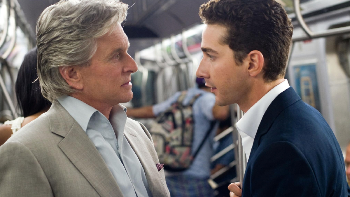 Shia Lebeouf and Michael Douglas in Wall Street