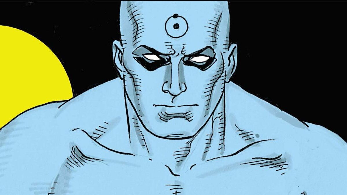 Doctor Manhattan staring forward