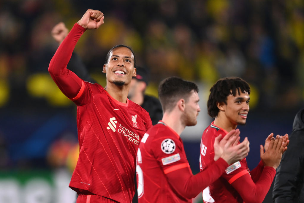 Virgil van Dijk of Liverpool celebrates.