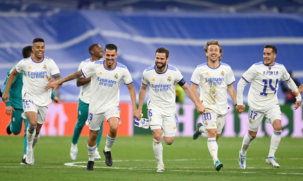 Real Madrid celebrate their side's victory and progression to the UEFA Champions League final.