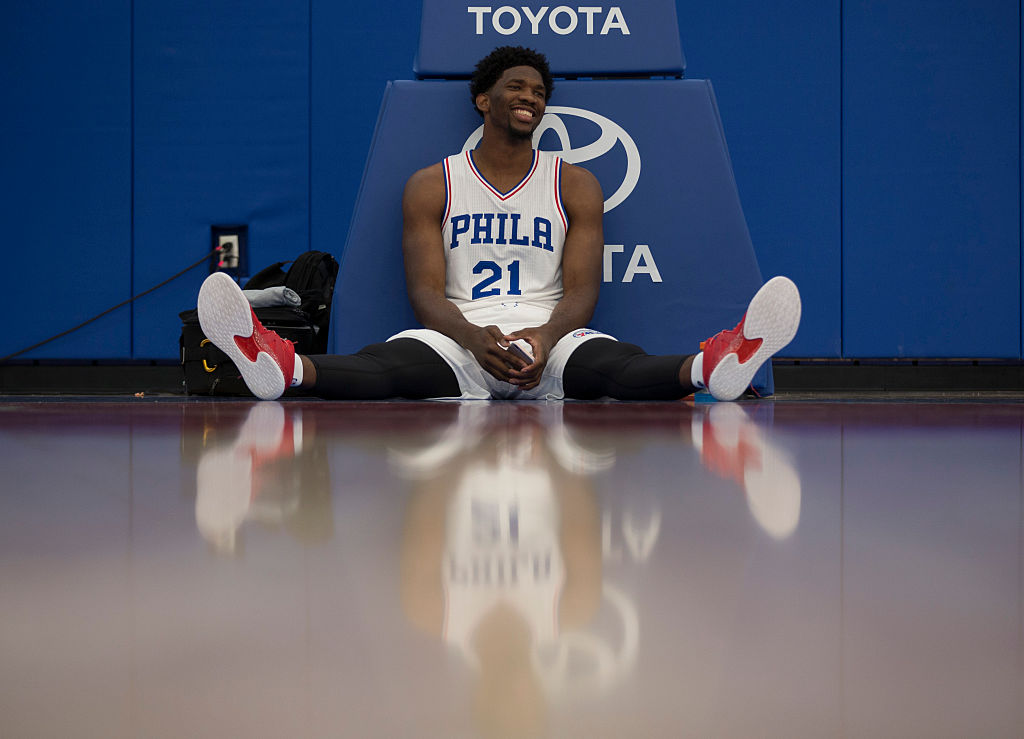 Joel Embiid during a Philadelphia 76ers media day.