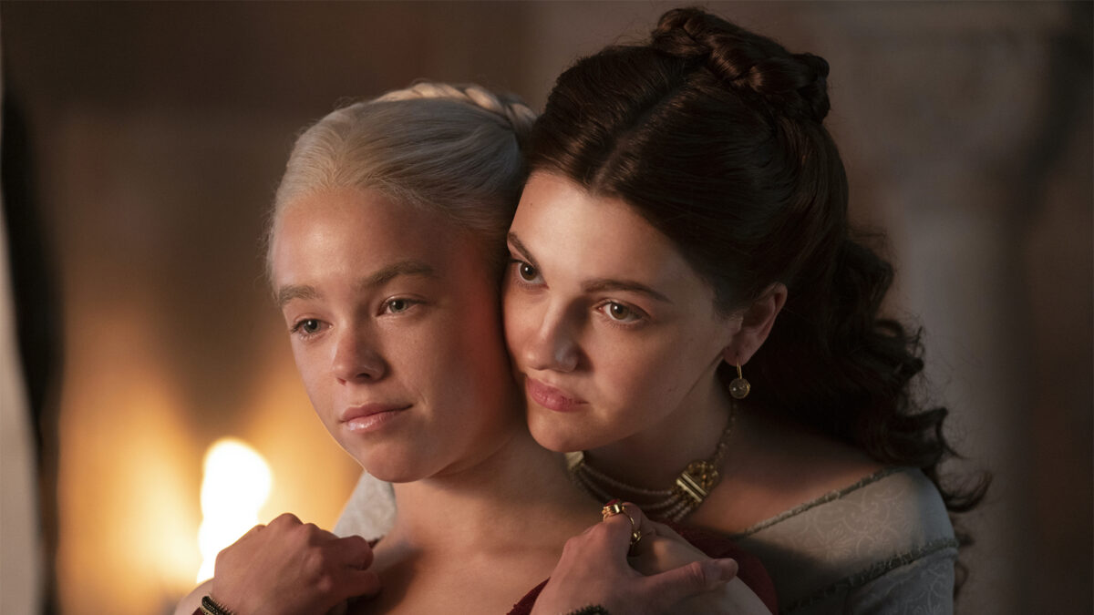 Milly Alcock as young Rhaenyra and Emily Carey as young Alicent in HBO’s ‘House of the Dragon’