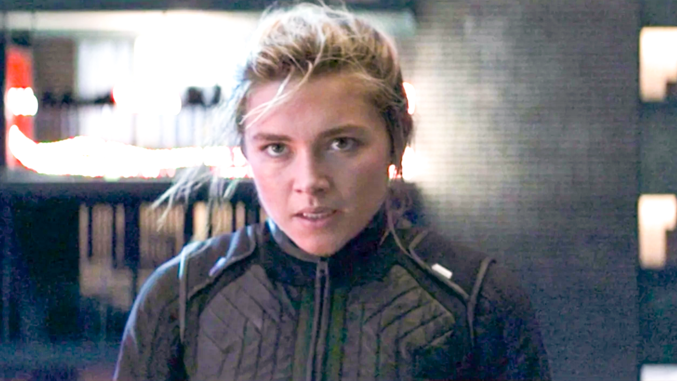 Florence Pugh in character as Yelena