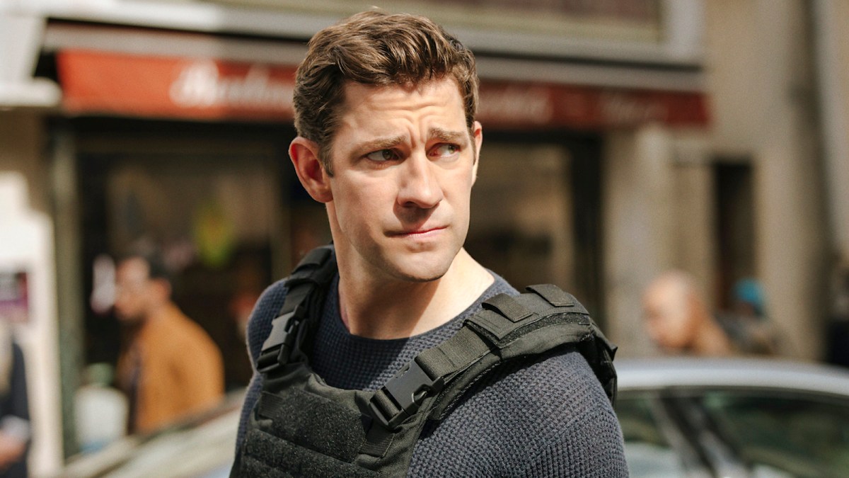 John Krasinski wearing a bulletproof vest as Jack Ryan