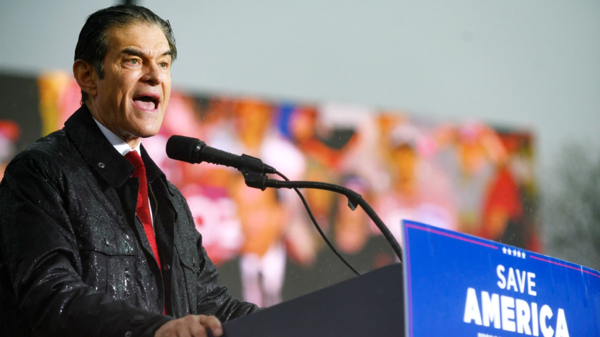 Pennsylvania Republican U.S. Senate candidate Dr. Mehmet Oz speaks at a rally in support of his campaign sponsored by former President Donald Trump at the Westmoreland County Fairgrounds on May 6, 2022 in Greensburg, Pennsylvania.