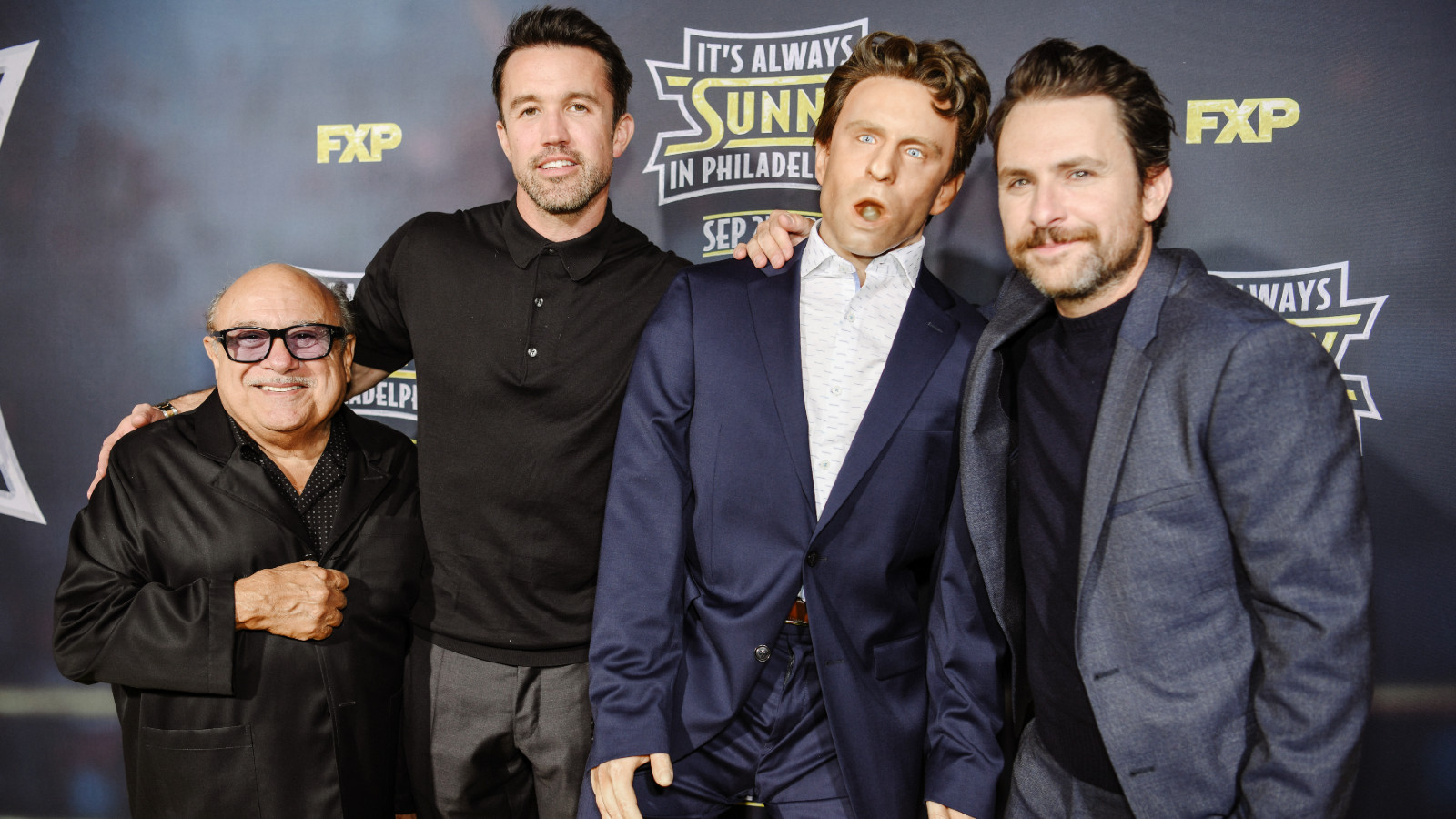 Danny DeVito, Rob McElhenney, and Charlie Day arrive at the premiere of FX's "It's Always Sunny In Philadelphia" season 14 at TCL Chinese 6 Theatres on September 24, 2019 in Hollywood, California.