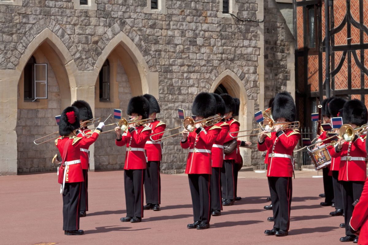 Changing the Guard at Windsor Castle, Berkshire, England.