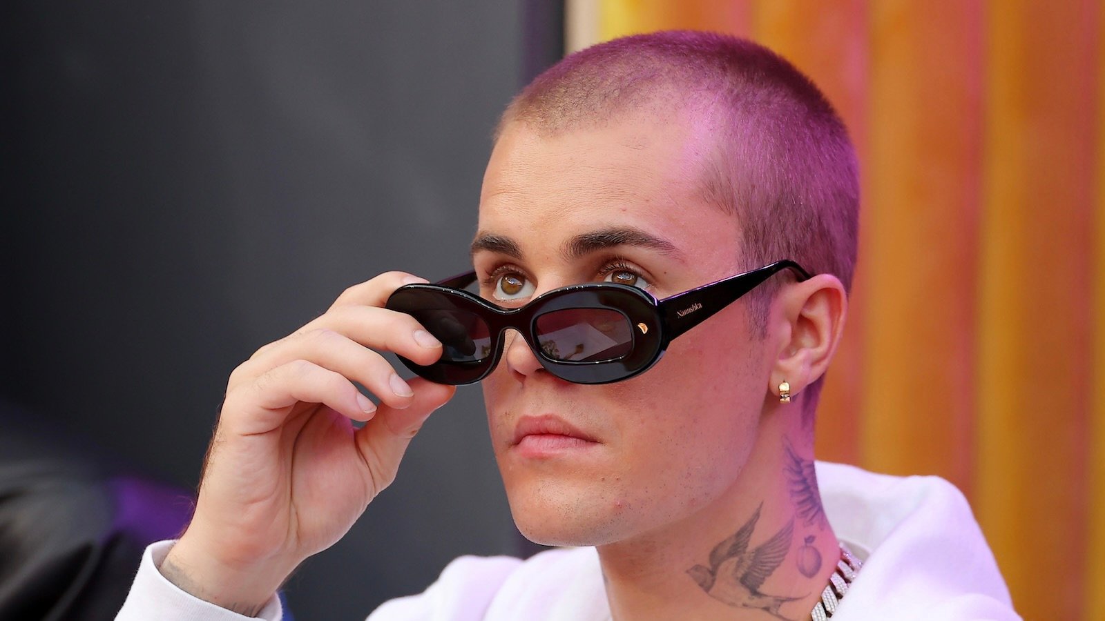 INGLEWOOD, CALIFORNIA - FEBRUARY 13: Singer Justin Bieber attends Super Bowl LVI between the Los Angeles Rams and the Cincinnati Bengals at SoFi Stadium on February 13, 2022 in Inglewood, California.