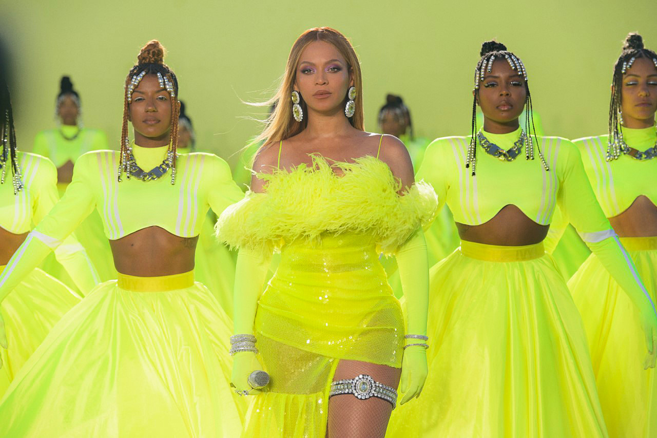 LOS ANGELES, CA - MARCH 27: In this handout photo provided by A.M.P.A.S., Beyoncé performs during the ABC telecast of the 94th Oscars® on Sunday, March 27, 2022 in Los Angeles, California.