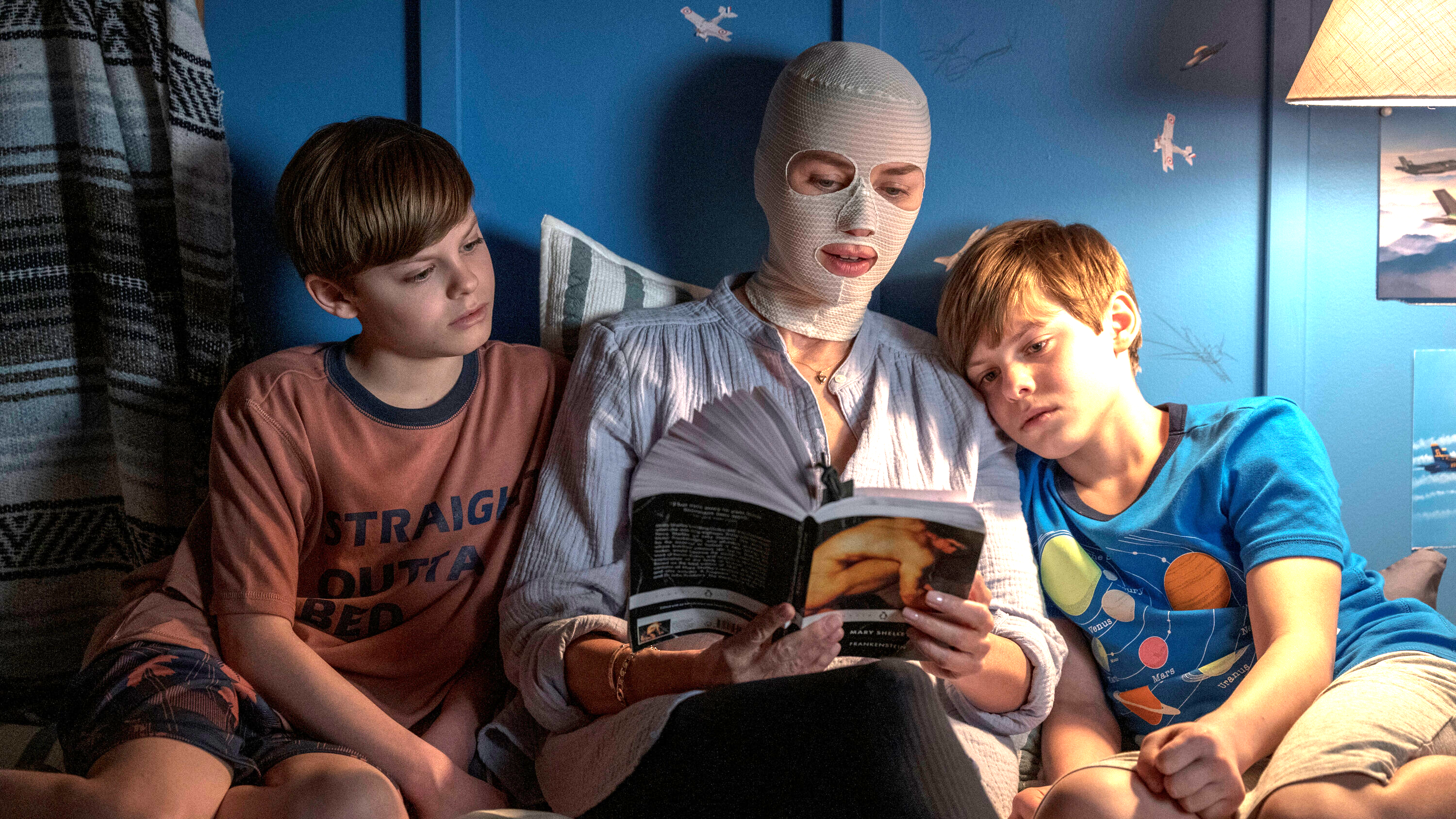 Naomi Watts, Cameron Crovetti, and Lucas Crovetti as Elias, Lucas, and the mother, Goodnight Mommy (2022)