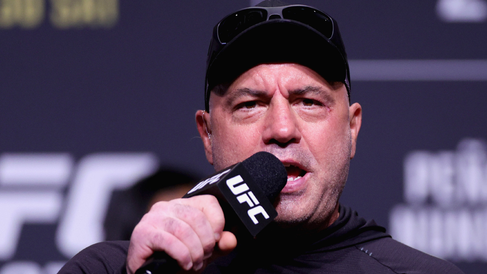 Joe Rogan attends the UFC 277 ceremonial weigh-in at American Airlines Center on July 29, 2022 in Dallas, Texas.