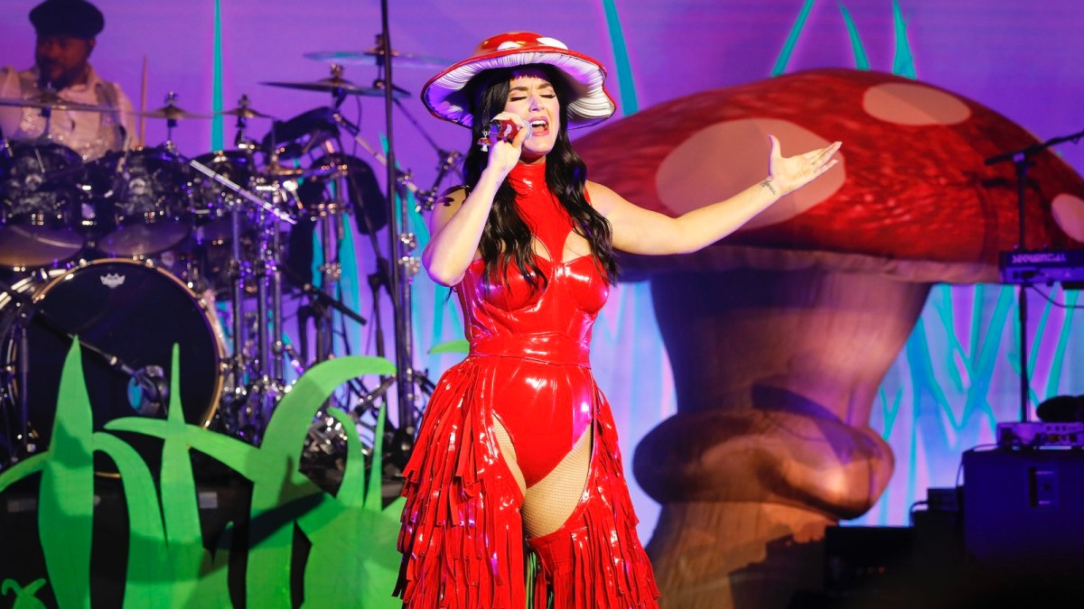 Global Pop Superstar and godmother to Norwegian Prima, Katy Perry, performs at the ship’s christening ceremony in Reykjavik, Iceland to commemorate her first voyage on August 27, 2022.