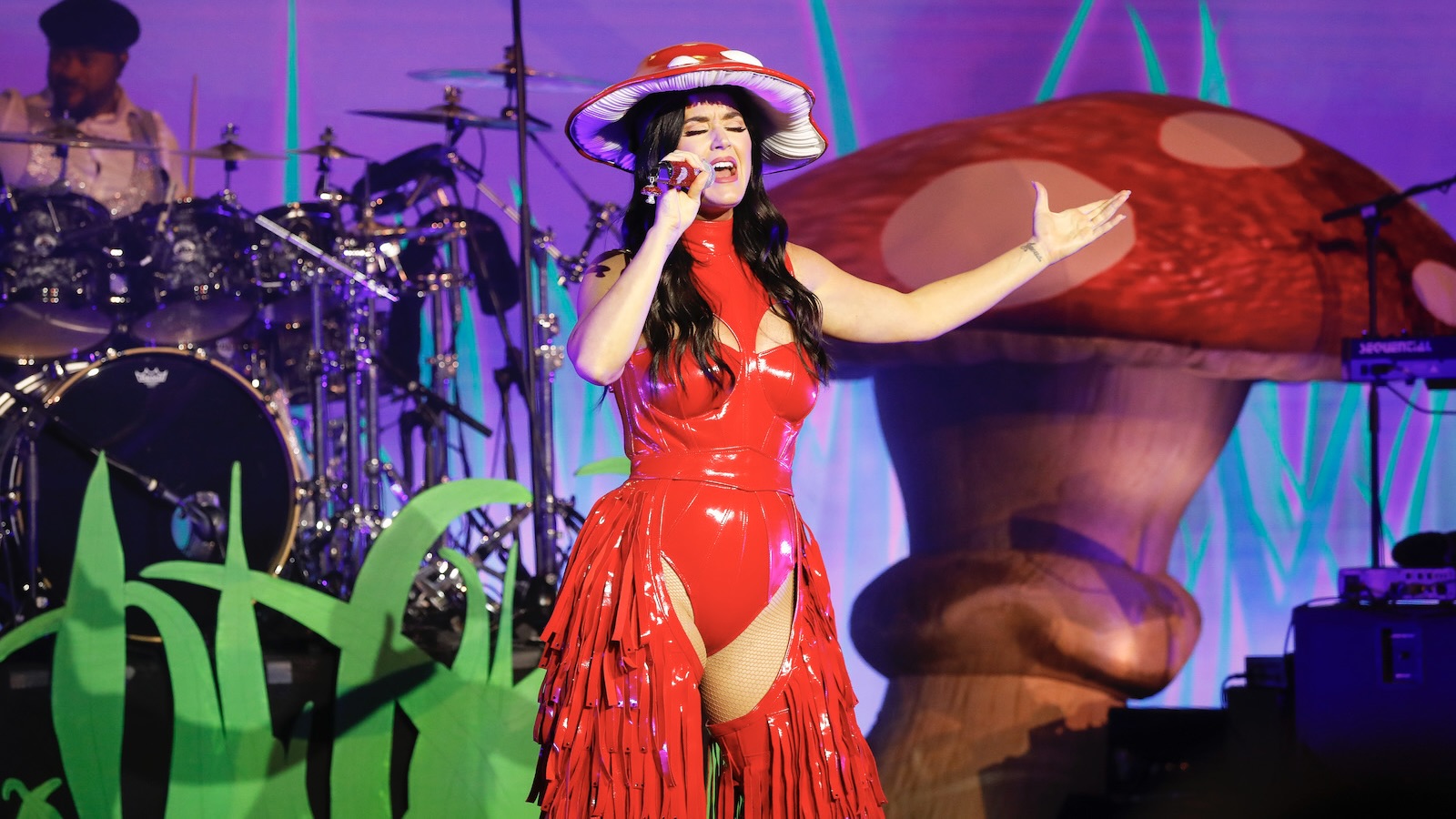 Global Pop Superstar and godmother to Norwegian Prima, Katy Perry, performs at the ship’s christening ceremony in Reykjavik, Iceland to commemorate her first voyage on August 27, 2022.