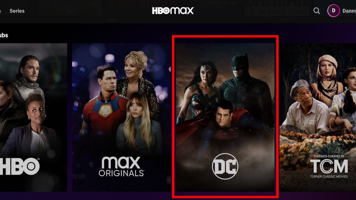 HBO Max home page