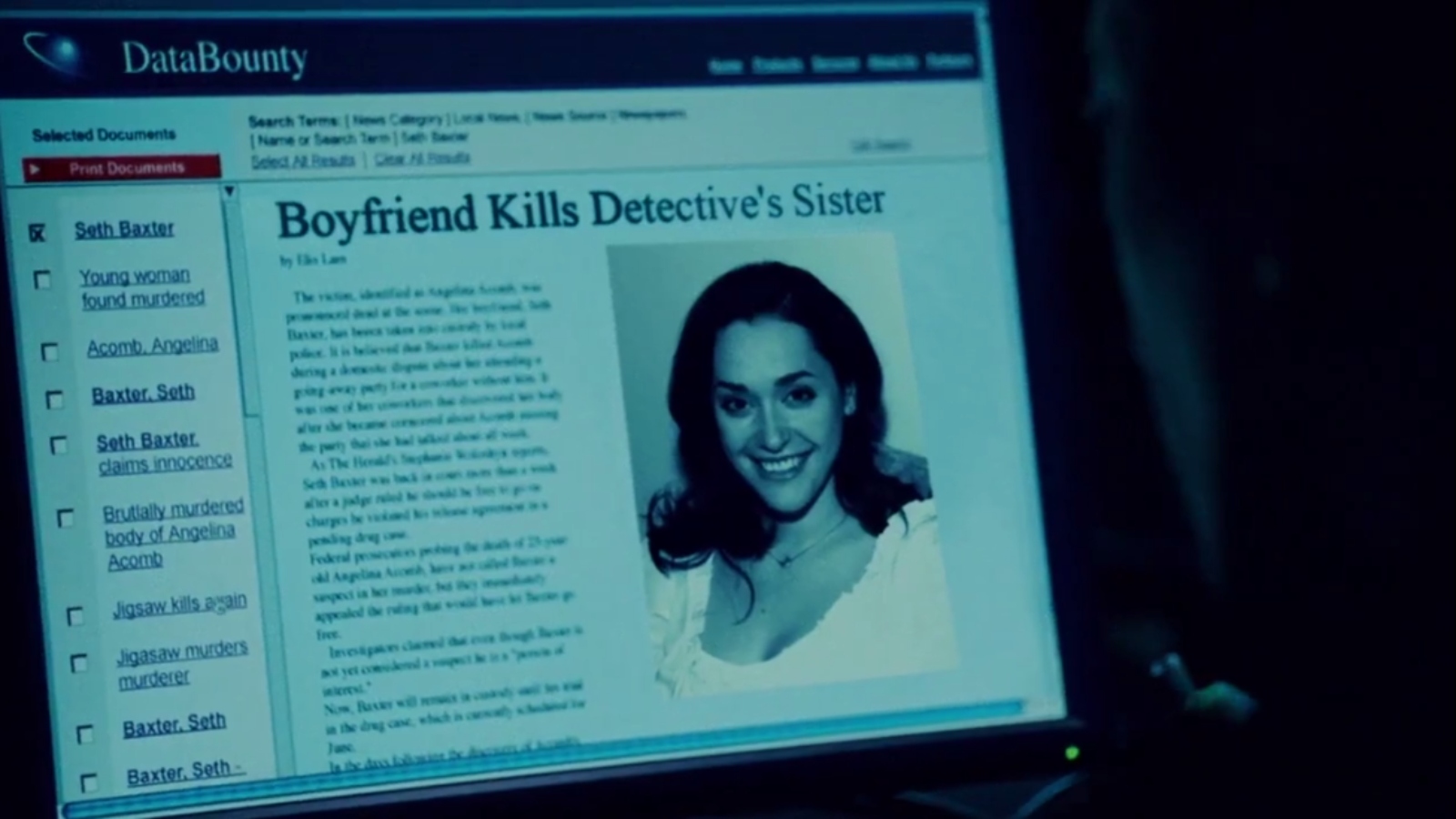 A screenshot of an online news report about Detective Hoffman's sister's death