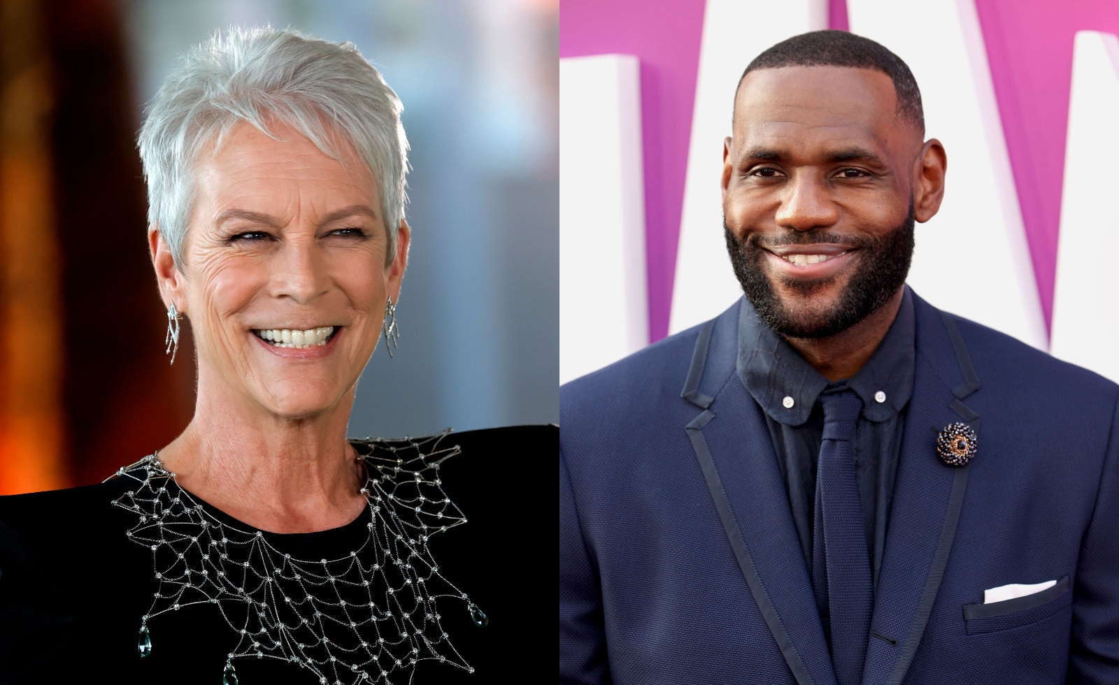 Jamie Lee Curtis and LeBron James split image