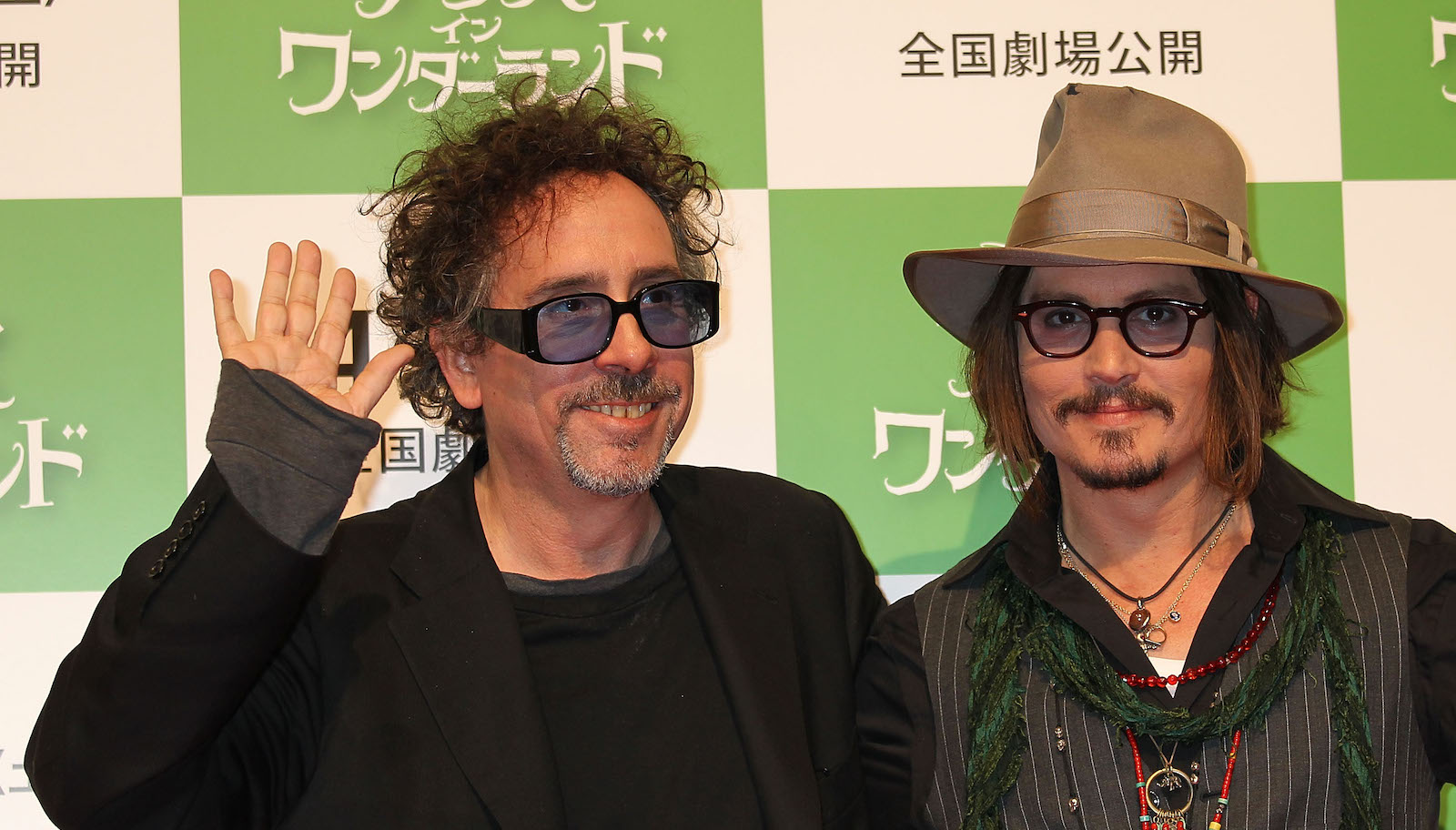 Actor Johnny Depp and director Tim Burton attend the "Alice In Wonderland" press conference at Park Hyatt Tokyo on March 22, 2010 in Tokyo, Japan. The film will open on April 17 in Japan.