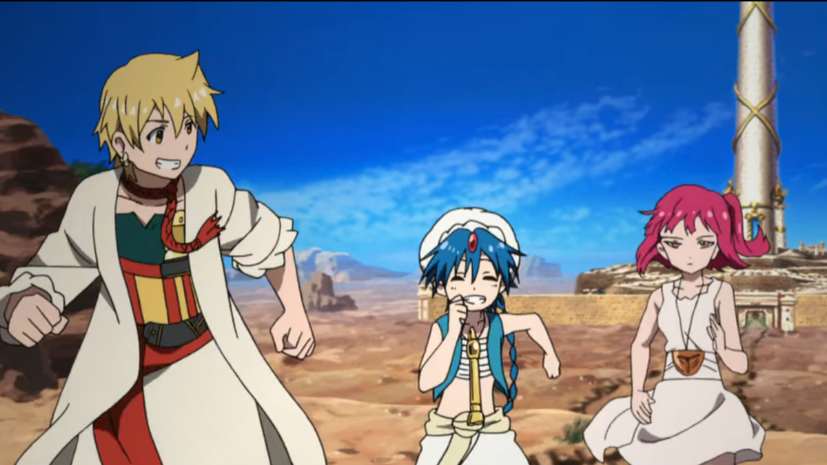 Alibaba, Aladdin, and Morgiana in Magi.