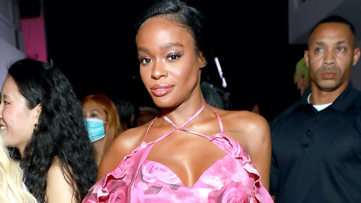 Azealia Banks in a pink dress