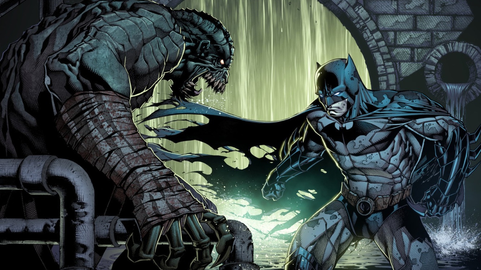 Killer Croc fighting Batman