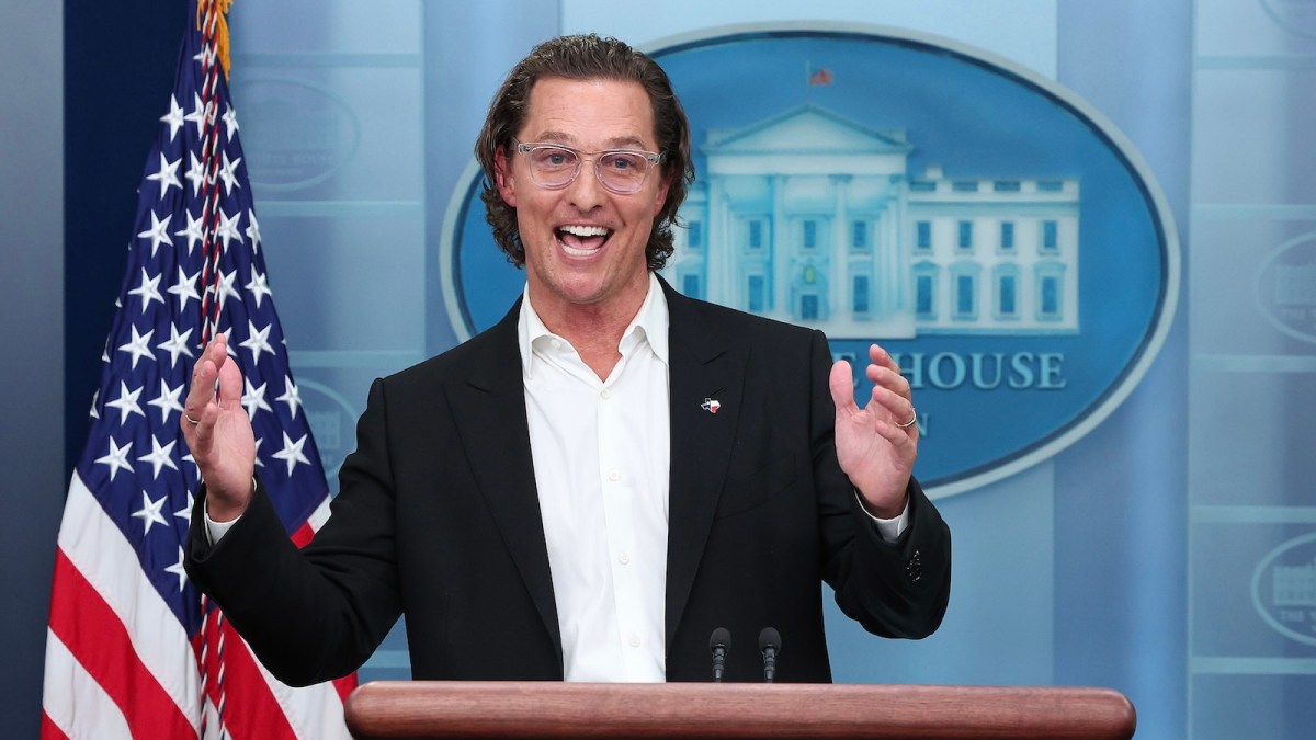 After meeting with President Joe Biden, actor Matthew McConaughey talks to reporters during the daily news conference in the Brady Press Briefing Room at the White House on June 07, 2022 in Washington, DC. McConaughey, a native of Uvalde, Texas, expressed his support for new legislation for more gun safety in the wake of the elementary school shooting in his home town that left 19 children and 2 adults dead.