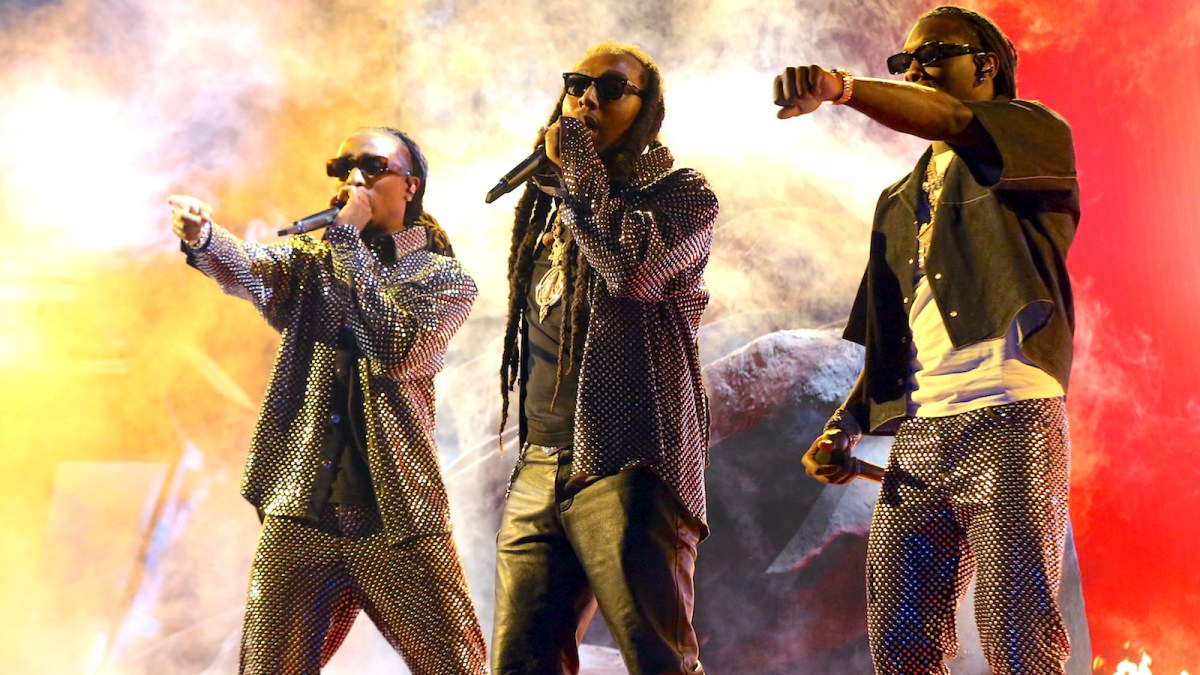 (L-R) Quavo,Takeoff and Offset of Migos perform onstage at the BET Awards 2021