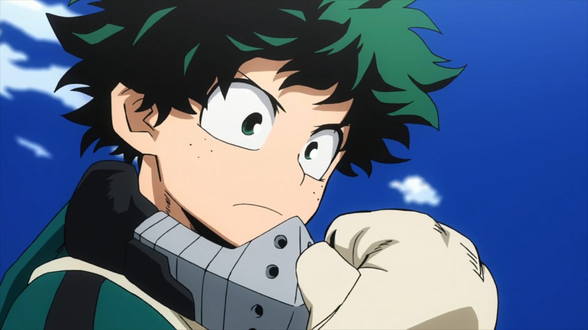 Deku from My Hero Academia clenching his first