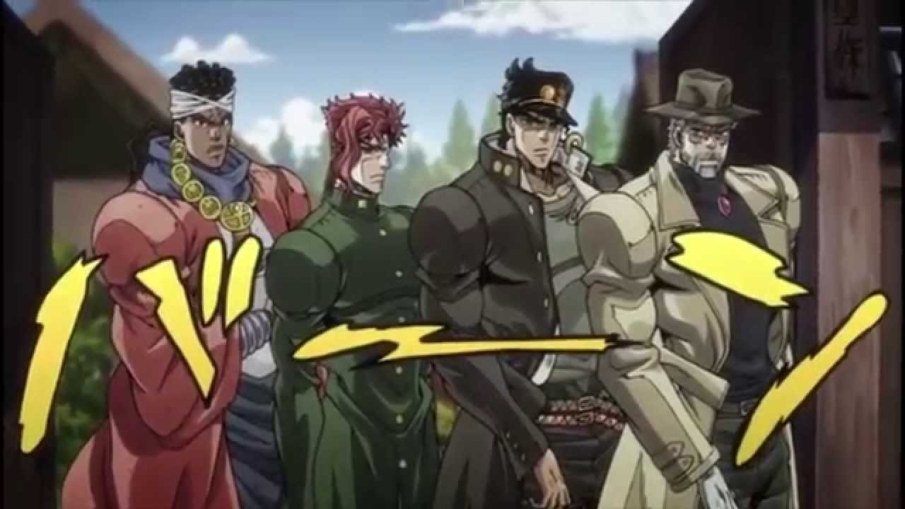 Jotaro, Joseph, Kakyoin, and Avdol from JoJo's Bizarre Adventure: Stardust Crusaders