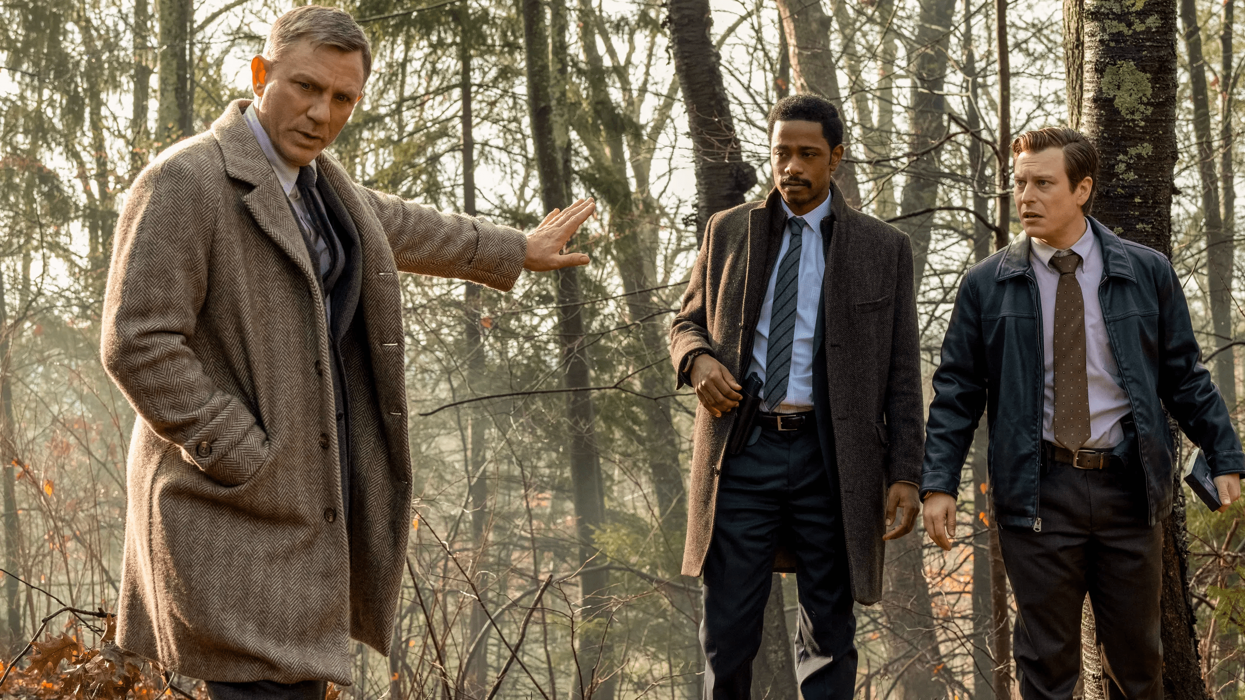 Daniel Craig and Lakeith Stanfield as Benoit Blanc and Detective Lieutenant Elliott in 'Knives Out'