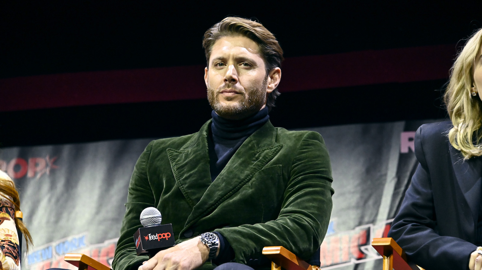 Jensen Ackles speaks onstage at The Winchesters Pilot Screening and Q&A during New York Comic Con 2022 on October 09, 2022 in New York City.