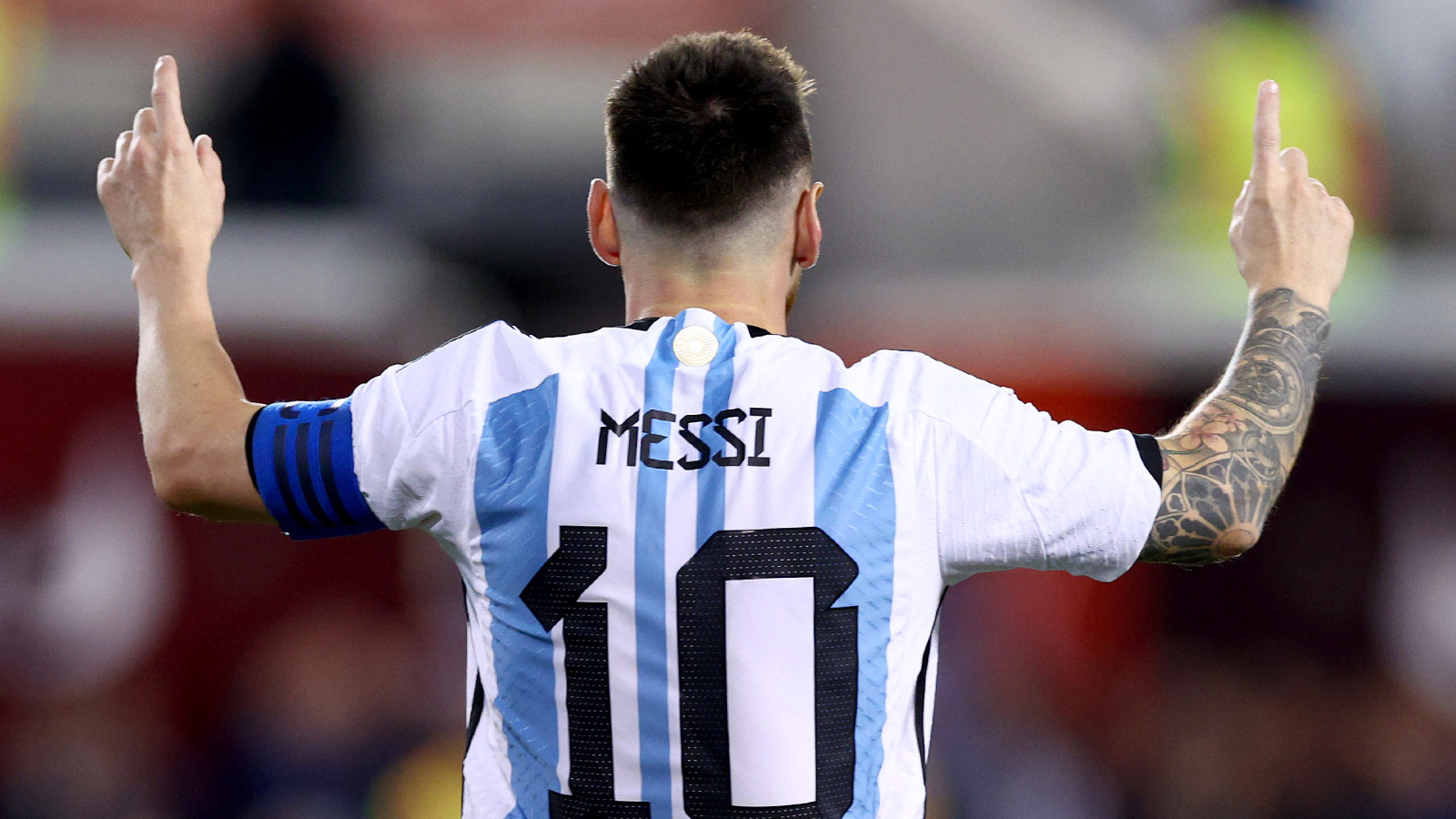 Lionel Messi #10 of Argentina celebrates his goal in the second half against Jamaica at Red Bull Arena on September 27, 2022 in Harrison, New Jersey. Argentina defeated Jamaica 3-0