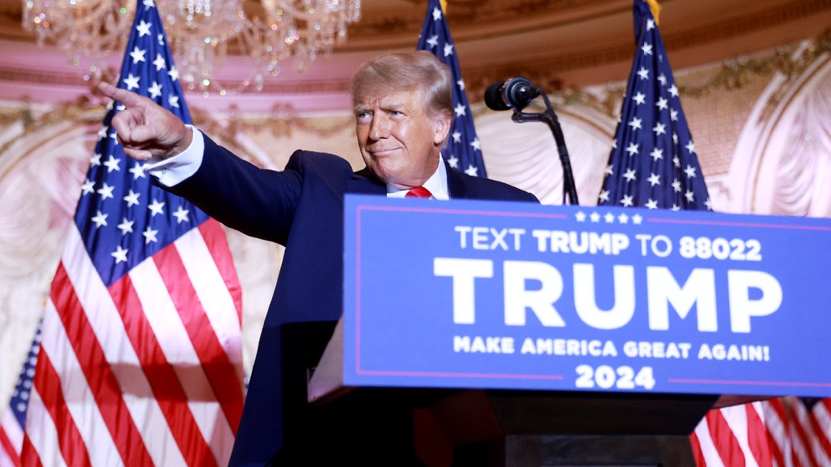 Former U.S. President Donald Trump speaks during an event at his Mar-a-Lago home on November 15, 2022 in Palm Beach, Florida. Trump announced that he was seeking another term in office and officially launched his 2024 presidential campaign.