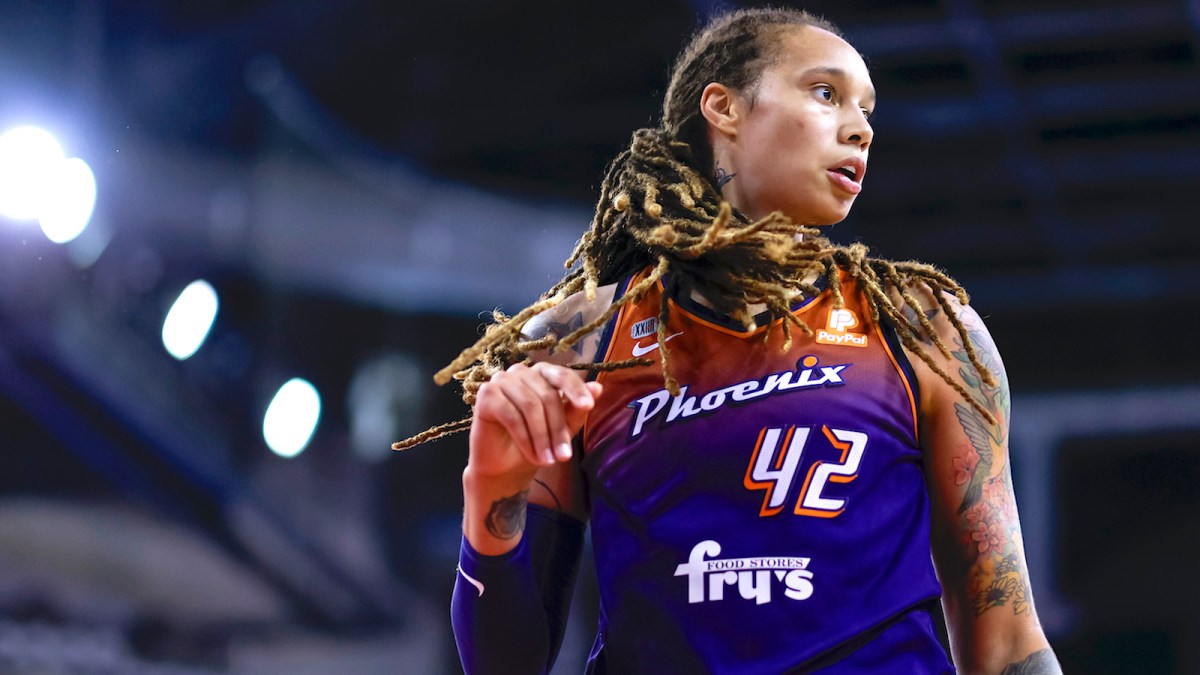 Brittney Griner wearing his #42 Phoenix jersey