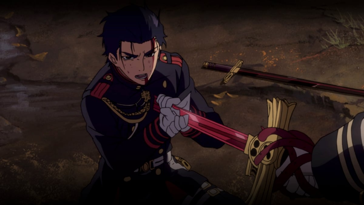 Guren gets stabbed by a vampire's blade. 