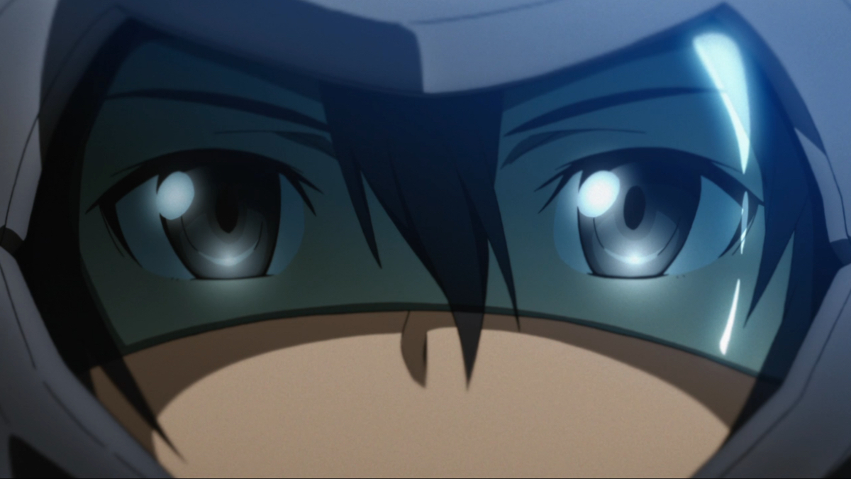 Kirito wearing his NerveGear in Sword Art Online.