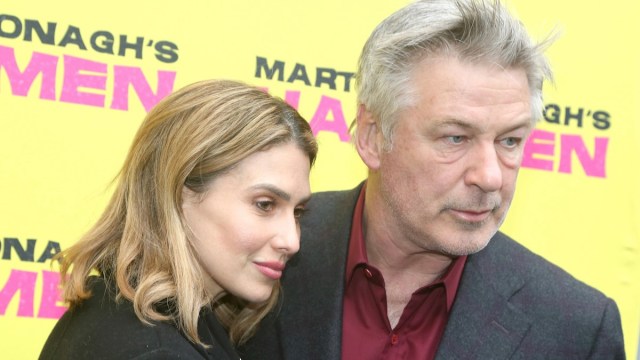 NEW YORK, NEW YORK - APRIL 21: Hilaria Baldwin and Alec Baldwin pose at the opening night of the new play "Hangmen" on Broadway at The Golden Theatre on April 21, 2022 in New York City.