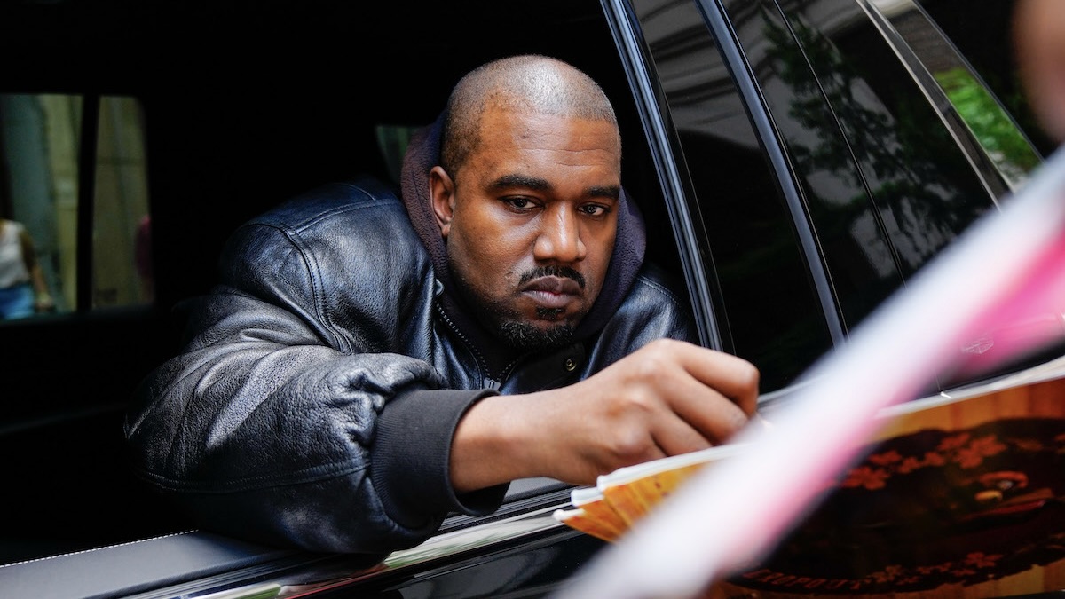 NEW YORK, NEW YORK - MAY 22: Kanye West arrives at the Balenciaga show on May 22, 2022 in New York City