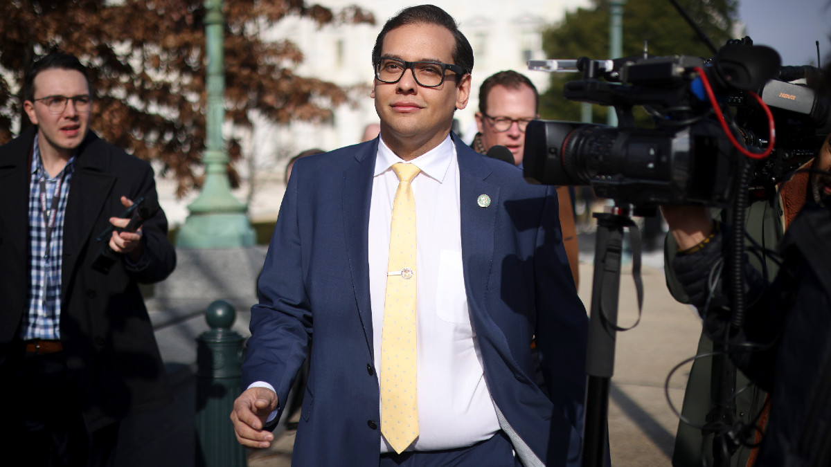 Rep. George Santos (R-NY) leaves the U.S. Capitol on January 12, 2023 in Washington, DC. The Nassau County party chairman, Joseph G. Cairo Jr. and other New York Republican officials called on Santos to resign as investigations grow into his finances, campaign spending and false statements on the campaign trail.