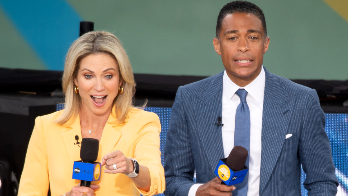 Amy Robach and T.J. Holmes attend ABC's "Good Morning America" at SummerStage at Rumsey Playfield, Central Park on July 08, 2022 in New York City.