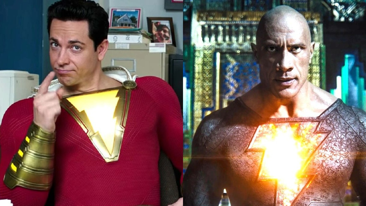 Zachary Levi in 'Shazam!'/Dwayne Johnson in 'Black Adam'