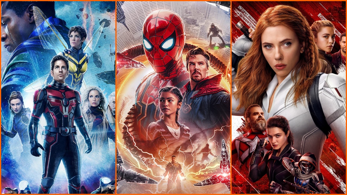 Ant-Man and the Wasp: Quantumania, Spider-Man: No Way Home and Black Widow Posters