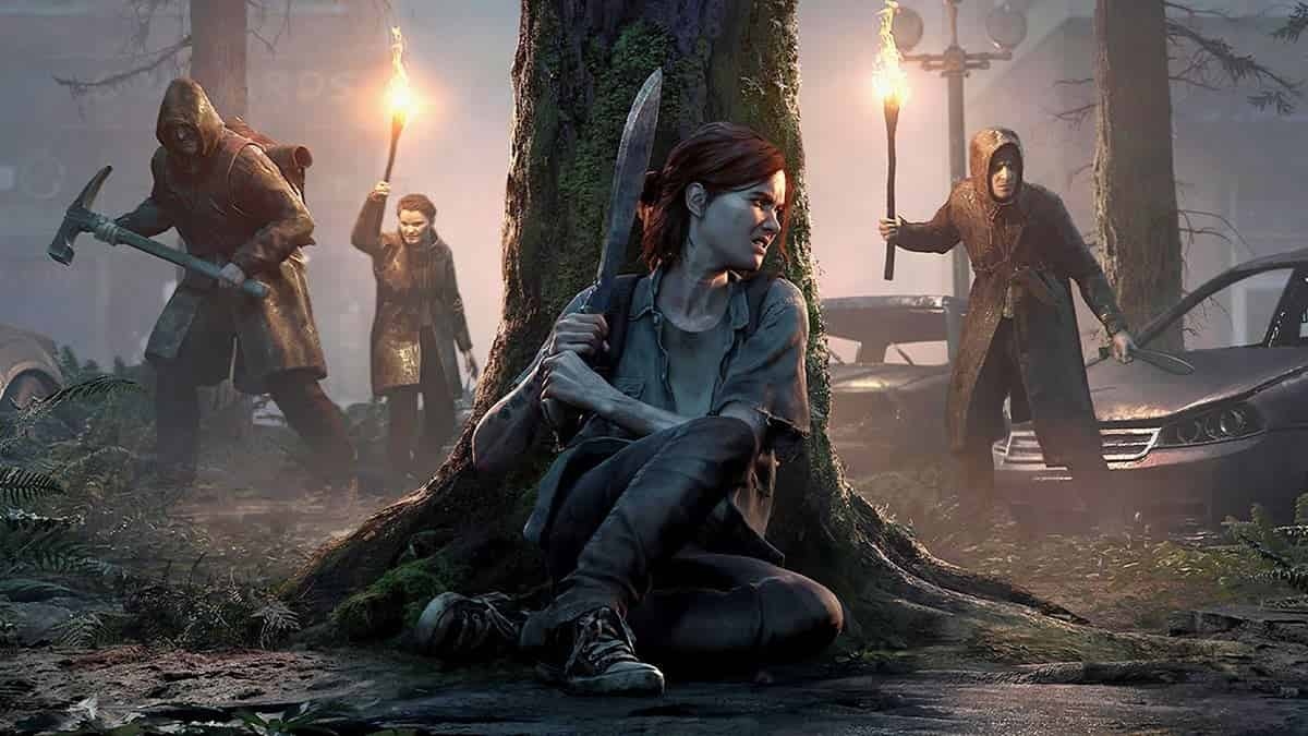 Ellie defending against the Seraphites in The Last of Us Part II