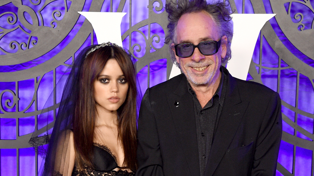 Jenna Ortega and Tim Burton attend the World Premiere Of Netflix's "Wednesday" at Hollywood Legion Theater on November 16, 2022 i