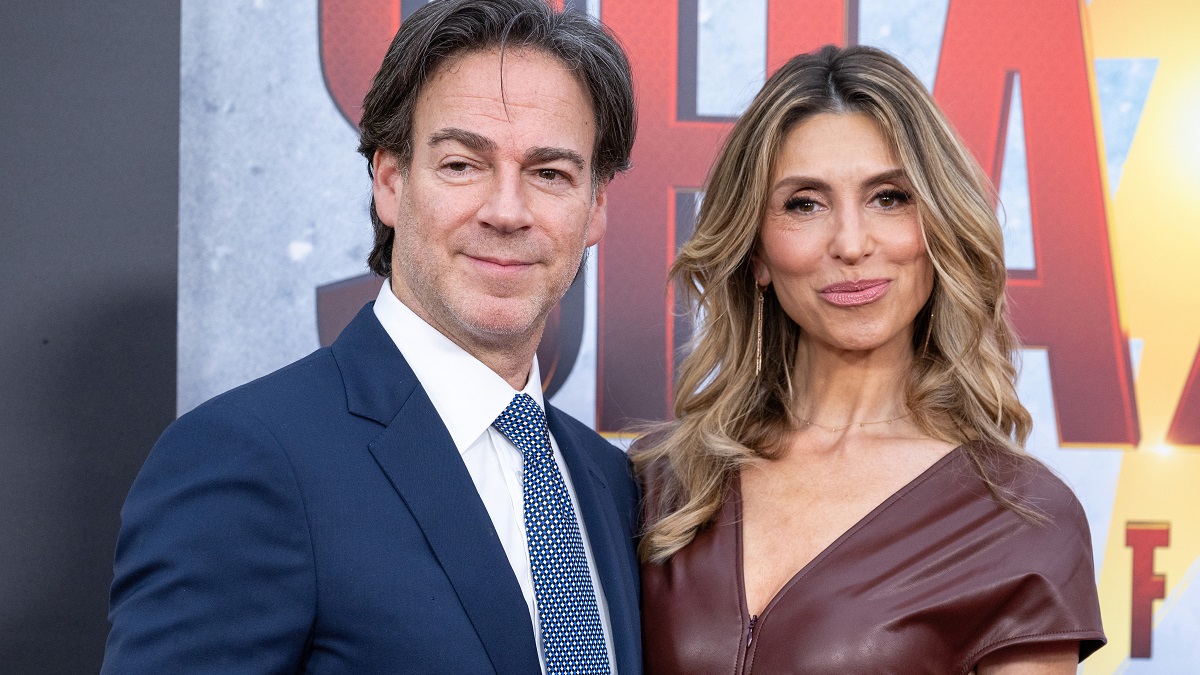 LOS ANGELES, CALIFORNIA - MARCH 14: Peter Safran (L) and Natalia Safran attend the Los Angeles Premiere of Warner Bros.' "Shazam! Fury Of The Gods" at the Regency Village Theatre on March 14, 2023 in Los Angeles, California.