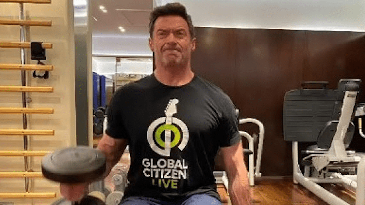 Hugh Jackman working out