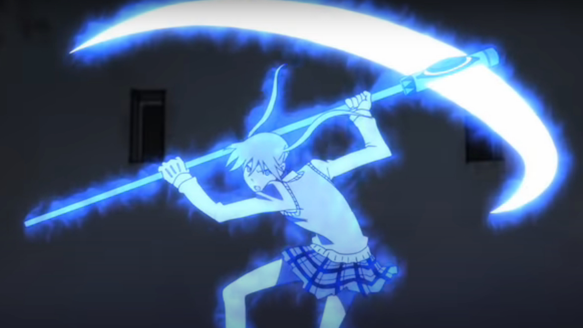 Scythe-Meister Maka wields Death-Weapon Soul. 