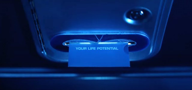 A machine card reading 'your life potential'
