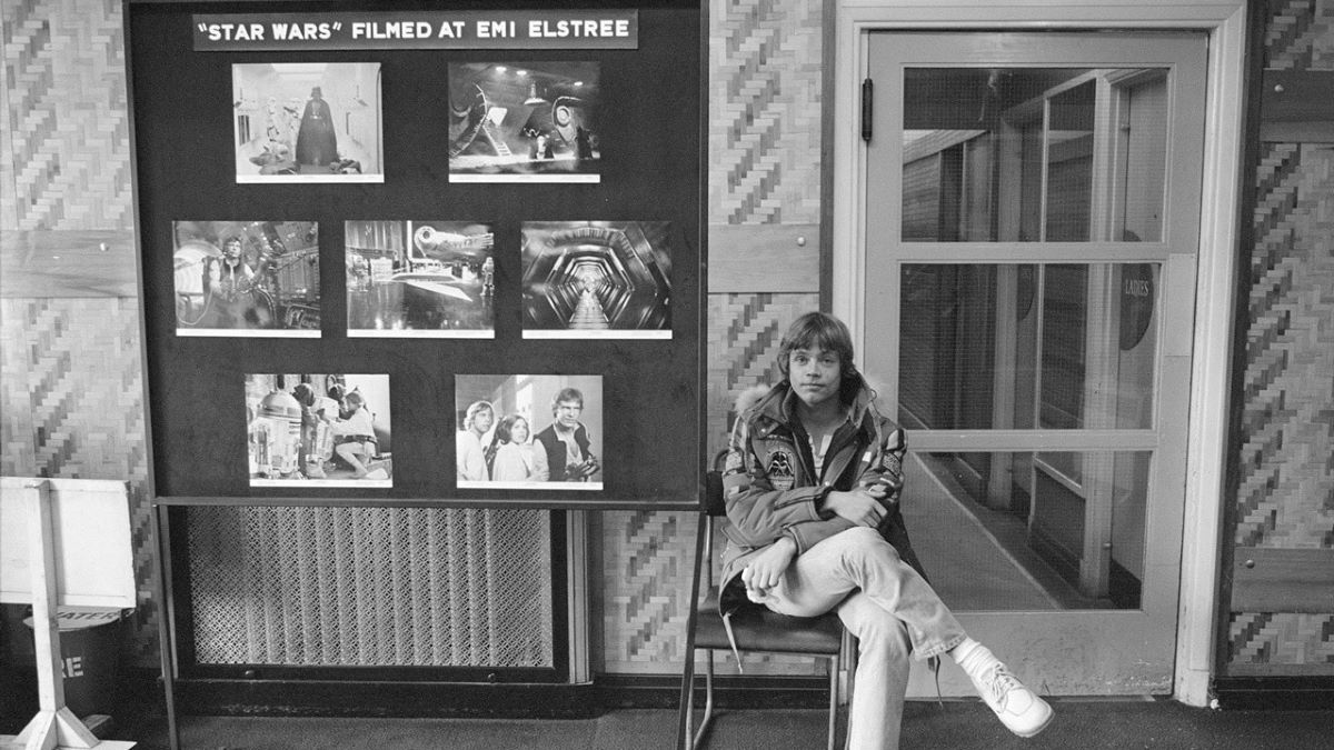 Actor Mark Hamill in the lobby at EMI Elstree Studios during production of Star Wars: The Empire Strikes Back in 1979.