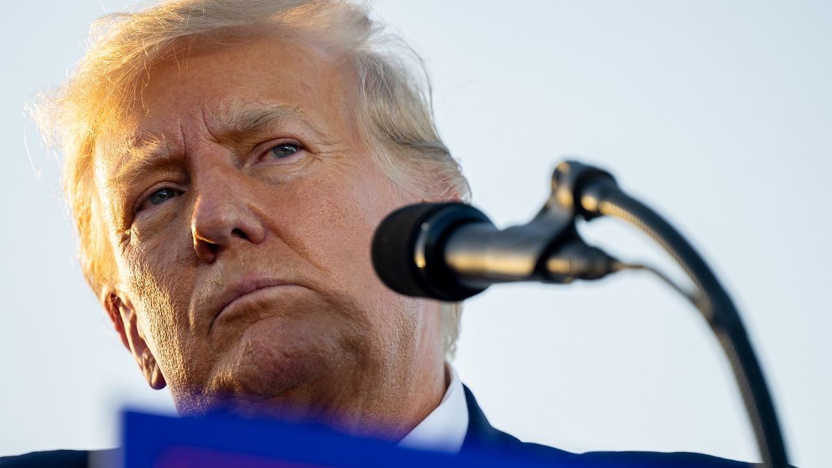 WACO, TEXAS - MARCH 25: Former U.S. President Donald Trump speaks during a rally at the Waco Regional Airport on March 25, 2023 in Waco, Texas. Former U.S. president Donald Trump attended and spoke at his first rally since announcing his 2024 presidential campaign. Today in Waco also marks the 30 year anniversary of the weeks deadly standoff involving Branch Davidians and federal law enforcement. 82 Davidians were killed, and four agents left dead.