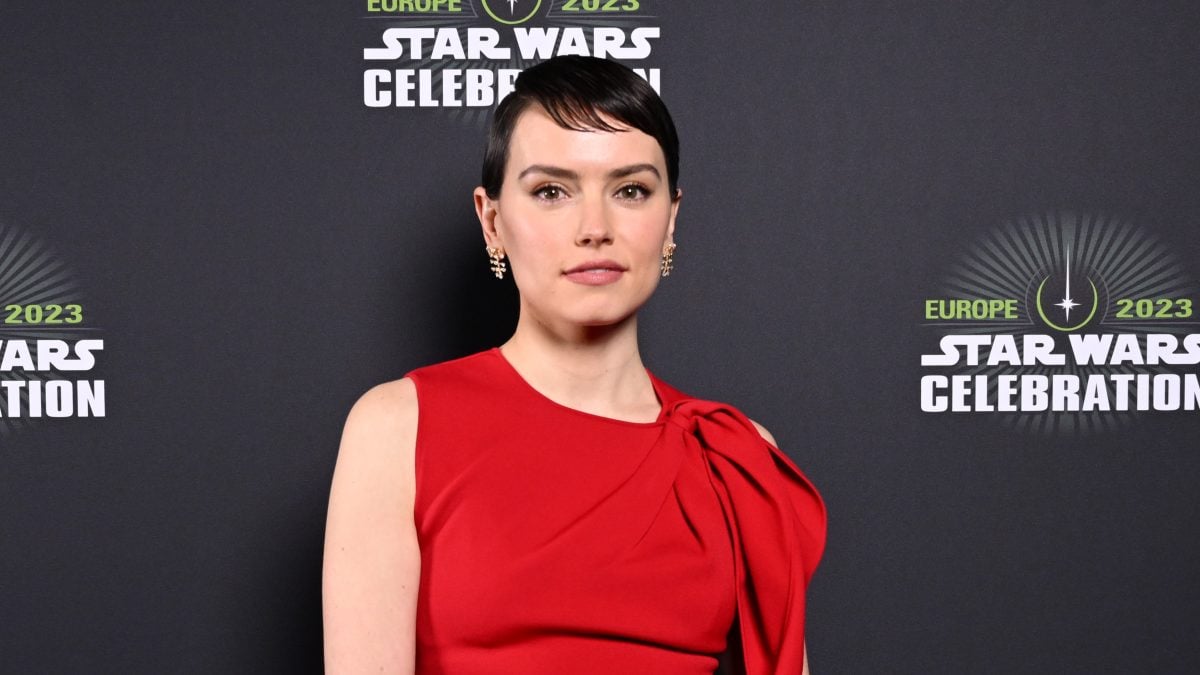 Daisy Ridley attends the studio panel at Star Wars Celebration 2023 in London at ExCel on April 07, 2023 in London, England.